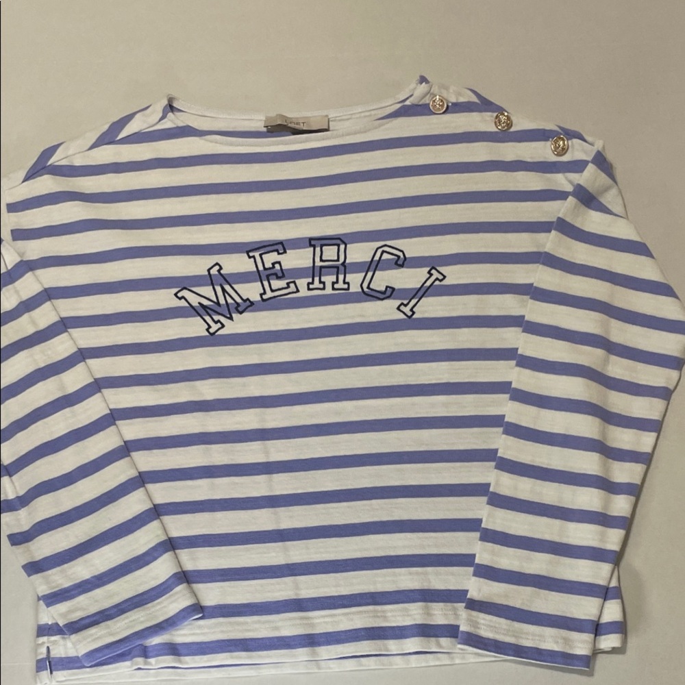 LOFT Blue and White Striped Blouse